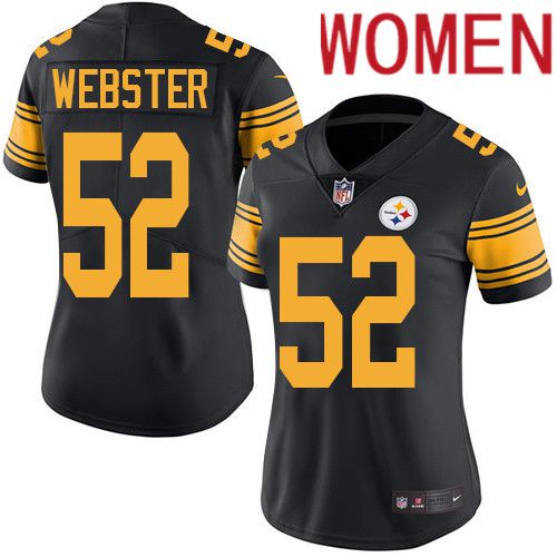 Women Pittsburgh Steelers 52 Mike Webster Nike Black Vapor Limited Rush NFL Jersey